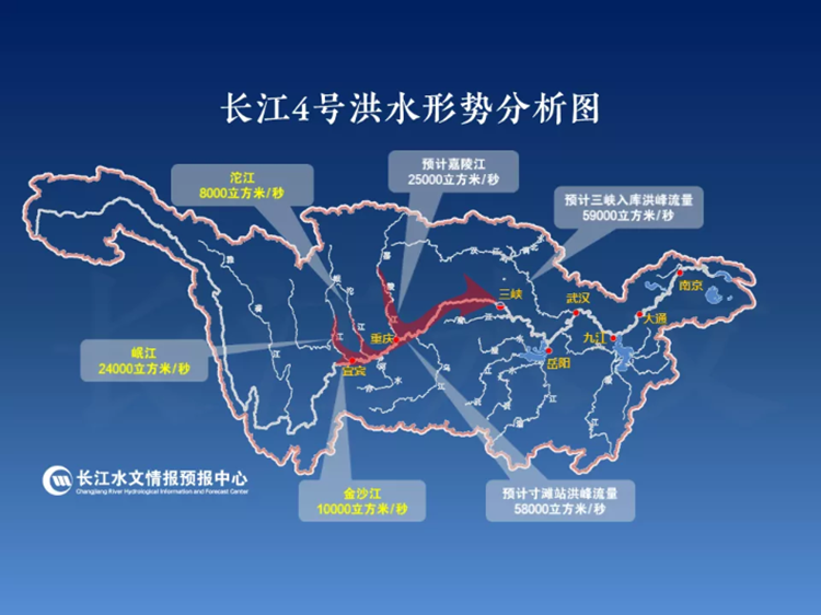 长江4号洪水形势分析图 长江委水文局图
