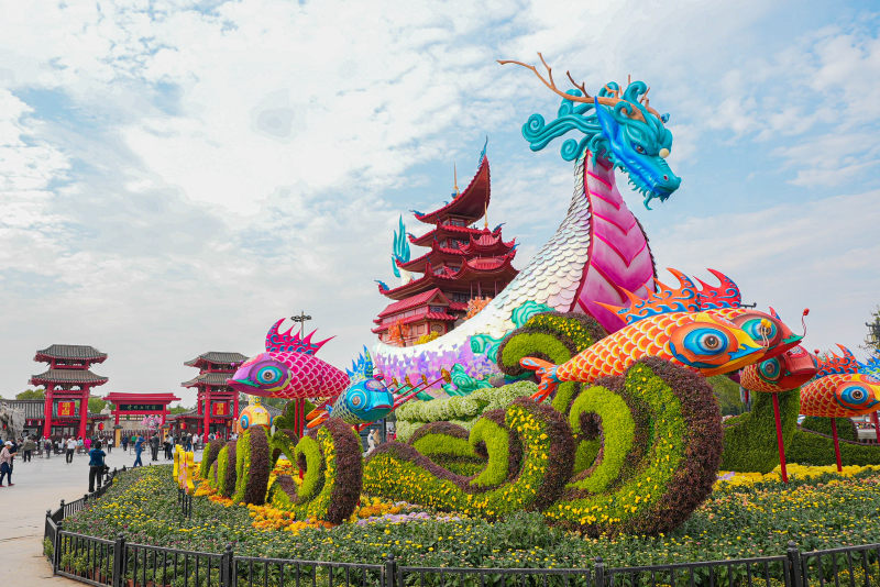 中国开封第41届菊花文化节在主会场清明上河园盛大开幕