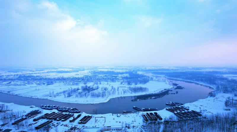 河南淮滨皑皑白雪映春色银装素裹靓滨城