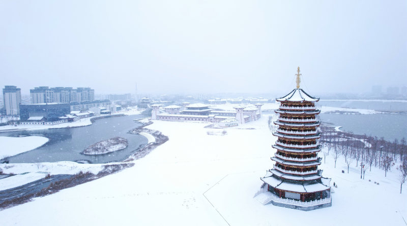 河南淮滨皑皑白雪映春色银装素裹靓滨城