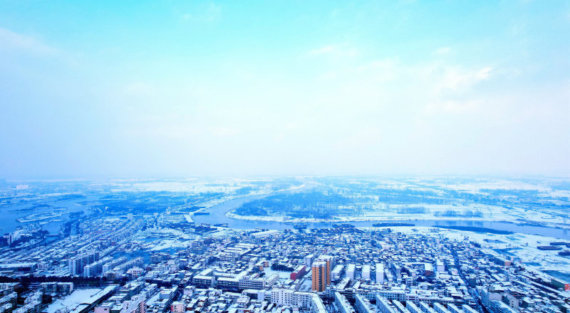 河南淮滨皑皑白雪映春色银装素裹靓滨城