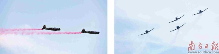 中国“红星”飞行表演队在珠海带来四机编队首演。南方日报记者 关铭荣 钟志辉 摄