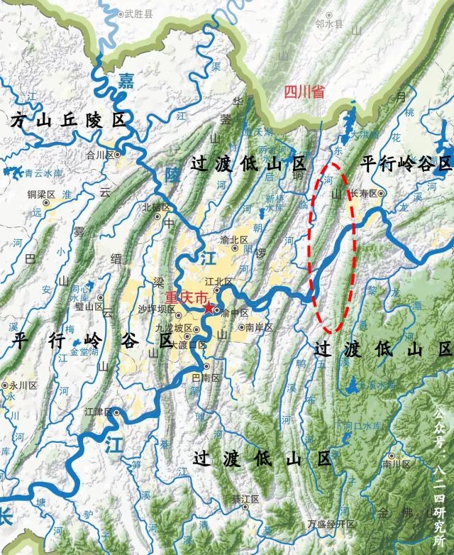 往北尤其是两江新区往北已靠近川渝省界是华蓥山分脉到主城的过渡低