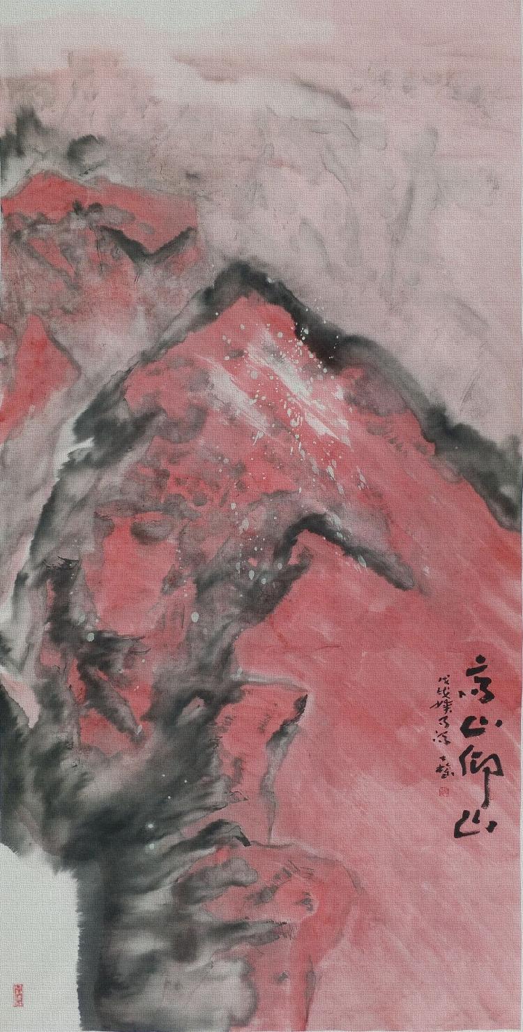 《高山仰止》（冯才权山水画）136X68CM.jpg