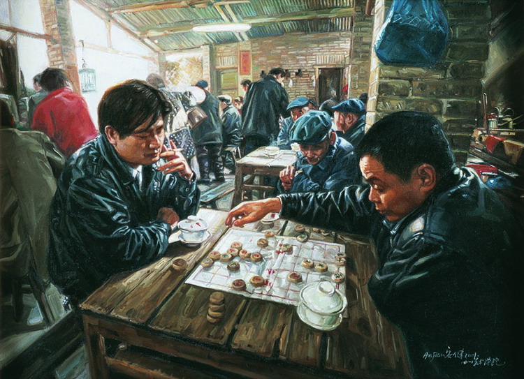 陈安健《茶馆系列》60x44cm 2001年 布面油画.jpg