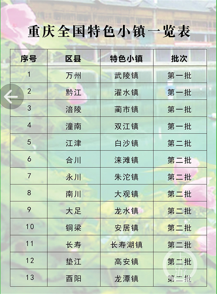 重庆全国特色小镇一览表（重庆地理地图书店供图）.png